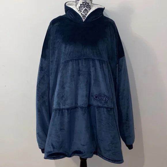 The Comfy Navy Blue Oversized Hoodie Blanket Adult Sized - Picture 3 of 13
